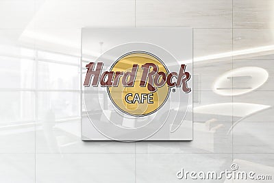 Hard rock cafe on glossy office wall realistic texture Editorial Stock Photo