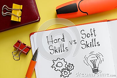 Hard Skills vs Soft Skills are shown on the business photo using the text Stock Photo