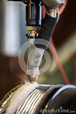 Hard surfacing by submerge arc welding process Stock Photo