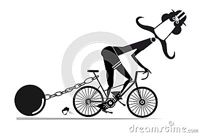 Man riding bicycle. Hard training cyclist man illustration Vector Illustration