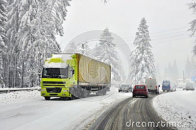 Hard winter traffic Stock Photo