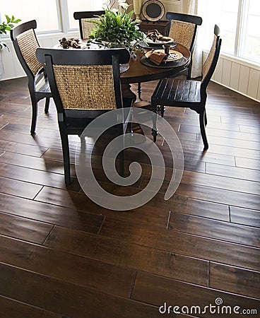 Hard wood flooring in dining are Stock Photo