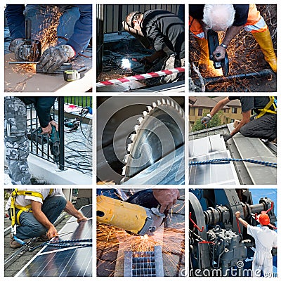 Hard work collage Stock Photo