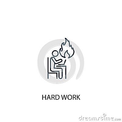 Hard work concept line icon. Simple Vector Illustration