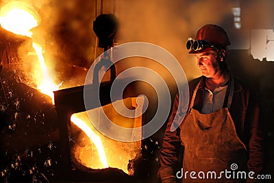 Hard work in a foundry Stock Photo