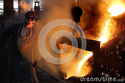 Hard work in the foundry Stock Photo