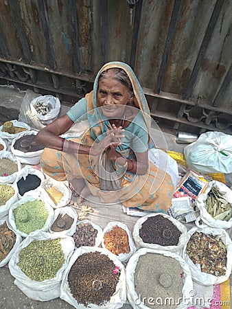 Hard working Indian old lady Editorial Stock Photo