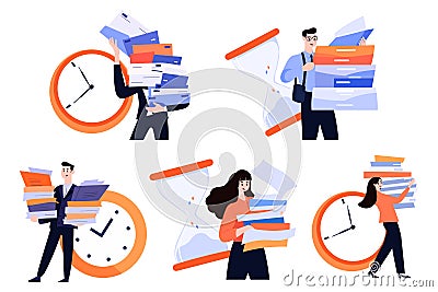 hard working people in flat style collection Vector Illustration