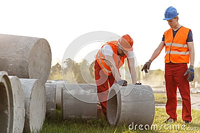 Hard working road builder Stock Photo