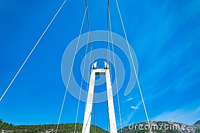 Hardanger Bridge. Hardangerbrua connecting two sides of Hardangerfjorden Stock Photo