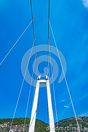 Hardanger Bridge. Hardangerbrua connecting two sides of Hardangerfjorden Stock Photo