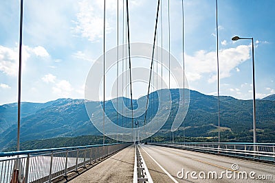 Hardanger Bridge. Hardangerbrua connecting two sides of Hardangerfjorden. Norway Hardangerfjord Hardanger bridge. newly Stock Photo