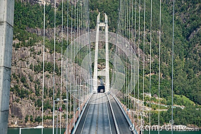 Hardanger Bridge. Hardangerbrua connecting two sides of Hardangerfjorden. Norway Hardangerfjord Hardanger bridge. newly Stock Photo