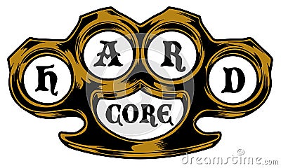 HardCore brass knuckles logo template Cartoon Illustration