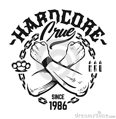 Hardcore Emblem Vector Art Vector Illustration