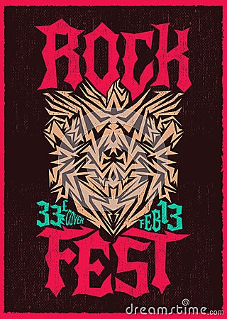 Hardcore Rock fest poster design template Vector Illustration