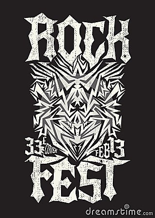 Hardcore Rock fest poster design template Vector Illustration