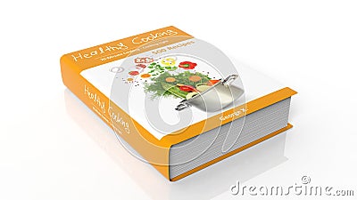 Hardcover book Healthy Cooking with illustration on cover Cartoon Illustration