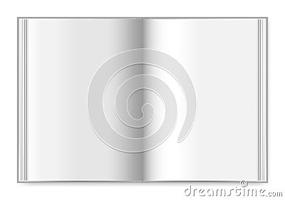 Hardcover book spread with blank pages top view Vector Illustration