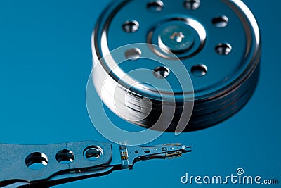 Harddisk internal in cool blue Stock Photo