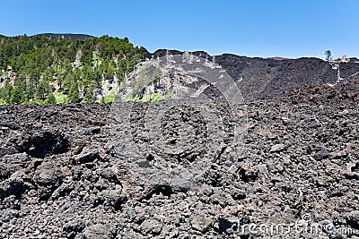 Hardened lava on volcano slope of Etna, Sicily Stock Photo