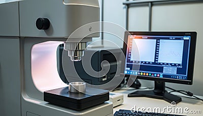 Hardness Testing Machine Analyzing Metal Specimen, generative ai Stock Photo