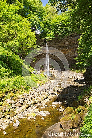 Hardraw Force waterfall near Hawes Yorkshire Dales tourist attraction Stock Photo