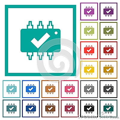 Hardware checked flat color icons with quadrant frames Stock Photo