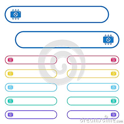Hardware disabled icons in rounded color menu buttons Stock Photo