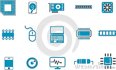 Hardware Icon Set Stock Photo