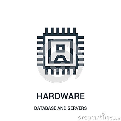 hardware icon vector from database and servers collection. Thin line hardware outline icon vector illustration Vector Illustration