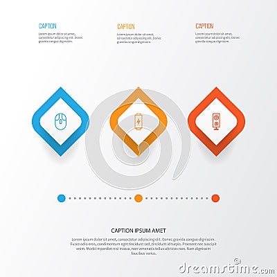 Hardware Icons Set. Collection Of Charge, Control Device, Speaker And Other Elements. Also Includes Symbols Such As Vector Illustration