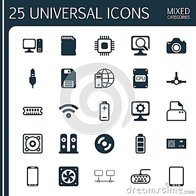 Hardware Icons Set. Collection Of Loudspeakers Vector Illustration