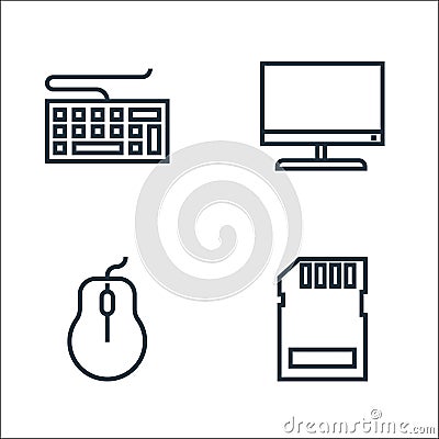 Hardware line icons. linear set. quality vector line set such as , mouse, monitor Vector Illustration