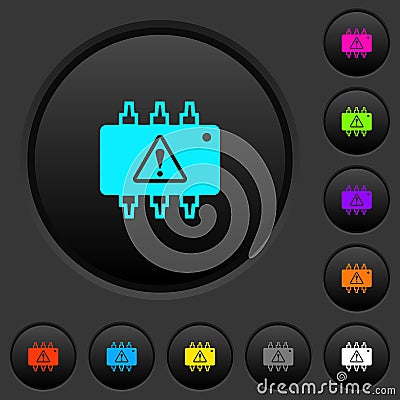 Hardware malfunction dark push buttons with color icons Stock Photo