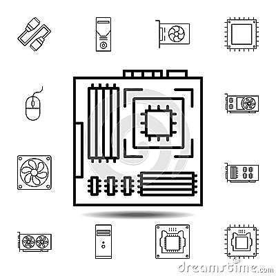 hardware, motherboard icon. Simple thin line, outline vector element of hardware icons set for UI and UX, website or mobile Stock Photo