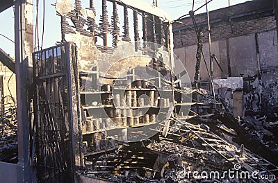Hardware store burned out during 1992 riots, South Central Los Angeles, California Editorial Stock Photo