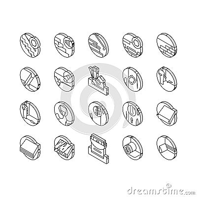 Hardwood Floor And Stair Renovate isometric icons set vector Vector Illustration