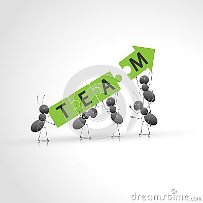 Hardworking ants working as a team. New design. Stock Photo