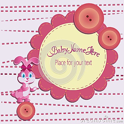Hare on the button and flower. Vector Illustration