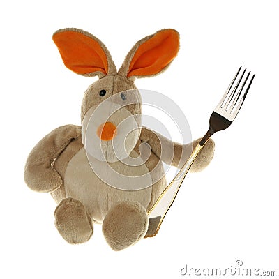 Hare with a fork Stock Photo