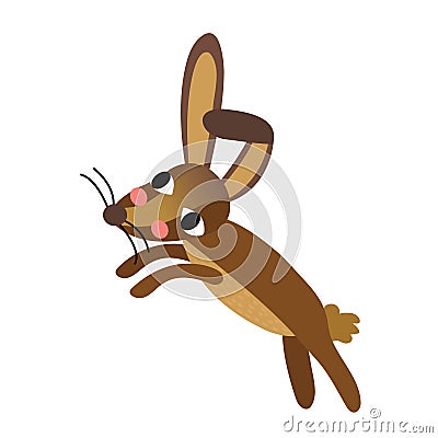 Hare jumping animal cartoon character vector illustration Vector Illustration