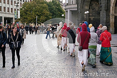 Hare Krishna followers Editorial Stock Photo