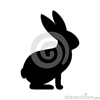 Hare, rabbit black silhouette icon. Bunny side view. Profile of rabbit pet. Vector isolated graphic illustration on white Vector Illustration