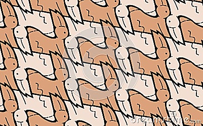 Hare or rabbit tessellation, background in Escher style Vector Illustration