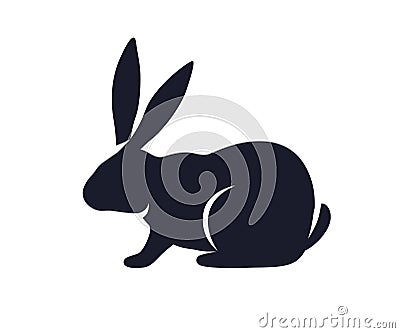 Hare silhouette. Easter bunny shape, shadow, profile. Black astrology and eastern horoscope symbol, rabbit icon of Vector Illustration