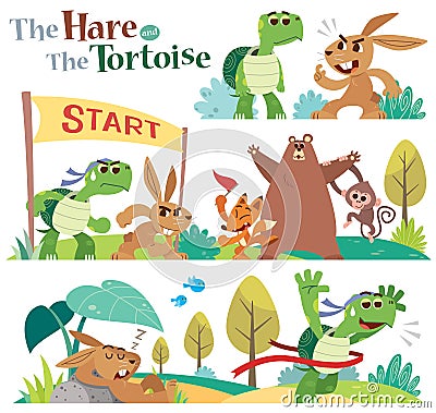 The hare and the tortoise Vector Illustration