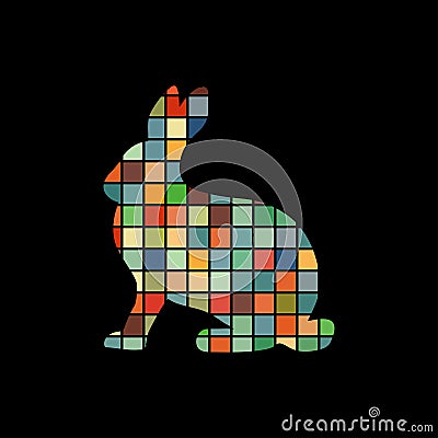 Hare wild color silhouette animal Vector Illustration