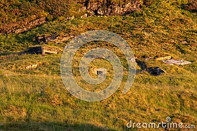 Kvitneset costal Fort was built by the Germans during Second World War with firing positions Editorial Stock Photo