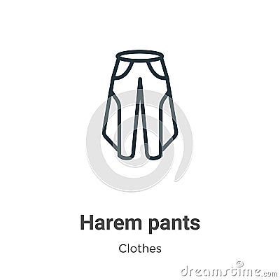 Harem pants outline vector icon. Thin line black harem pants icon, flat vector simple element illustration from editable clothes Vector Illustration